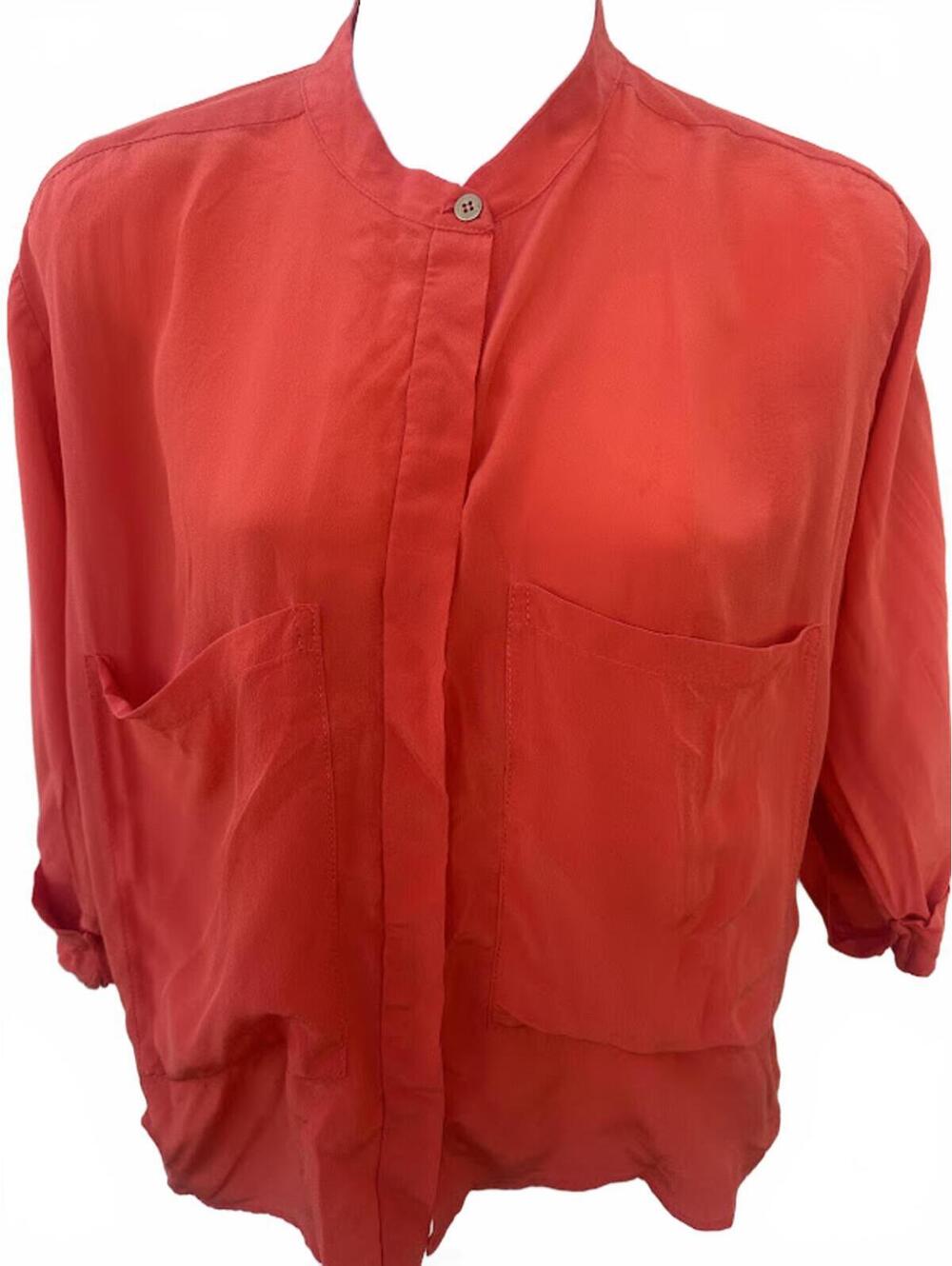 Naven Orange Silk Boxy Blouse